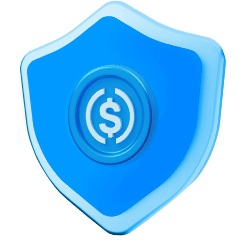 Dólar digital dentro de un escudo que representar la protección