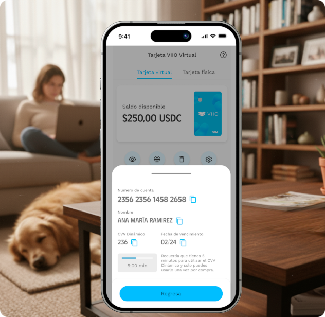 Ideal para tus suscripciones y compras en línea. Crea tu tarjeta desde la app y úsala al instante.